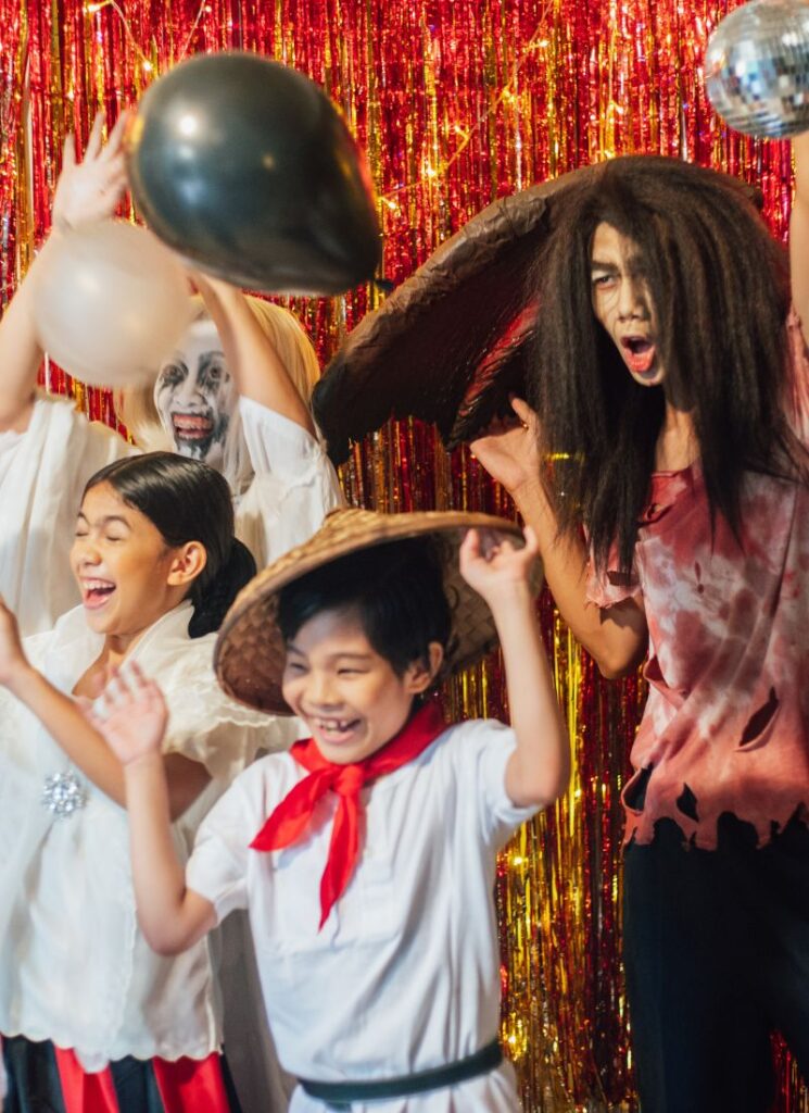 children attending halloween party